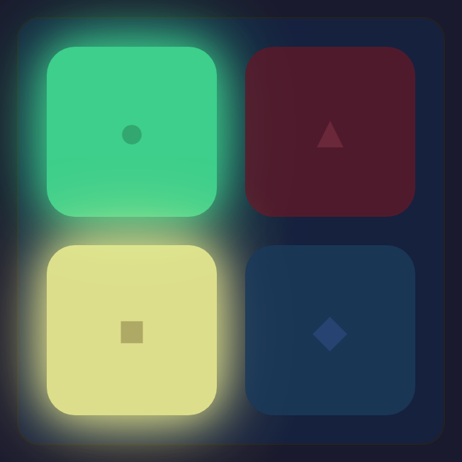 Simon memory game with four colored pads