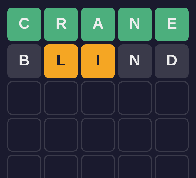 Wordfire word game board with colored letter tiles